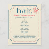 Elegant Retro Blauw Gouden Schaar Haar Menu (Voorkant)