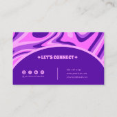 Elegant Retro Blauw Roze Abstract Boho Groovy Chic Visitekaartje (Achterkant)
