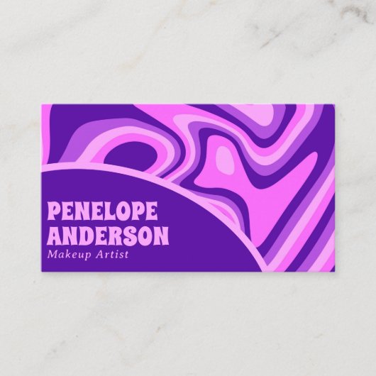 Elegant Retro Blauw Roze Abstract Boho Groovy Chic Visitekaartje (Voorkant)