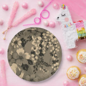 Elegant Retro Bloemmotief Papieren Bordje (Feest)