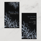 Elegant Retro Blue Flower Swirls 2 Visitekaartje (Voorkant / Achterkant)