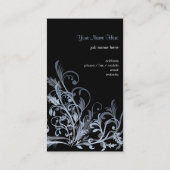 Elegant Retro Blue Flower Swirls 2 Visitekaartje (Achterkant)