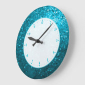 Elegant Retro Blue Glitter Grote Klok (Hoek)