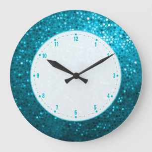Elegant Retro Blue Glitter Grote Klok