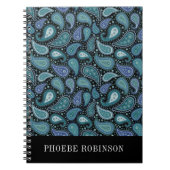 Elegant Retro Blue Paisley patroon Notitieboek (Voorkant)