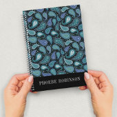 Elegant Retro Blue Paisley patroon Notitieboek