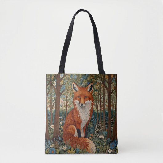 Elegant retro boho red fox woodland animal tote bag (Voorkant)