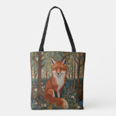 Elegant retro boho red fox woodland animal tote bag (Achterkant)