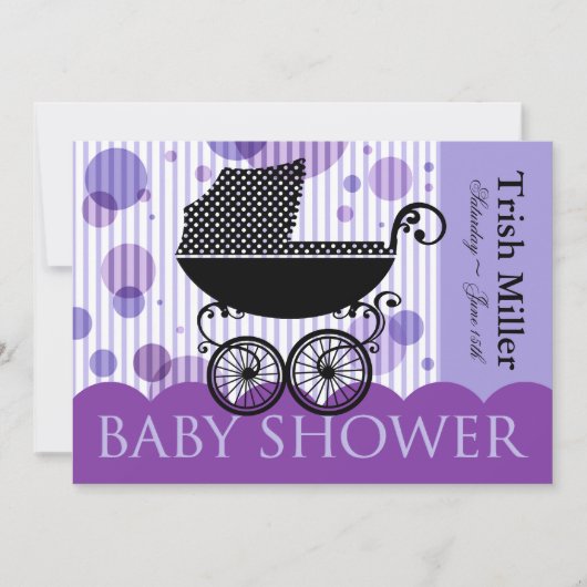 Elegant Retro Carriage Baby shower Party Kaart (Voorkant)