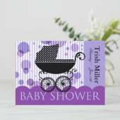 Elegant Retro Carriage Baby shower Party Kaart (Staand voorkant)