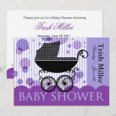 Elegant Retro Carriage Baby shower Party Kaart (Voorkant / Achterkant)