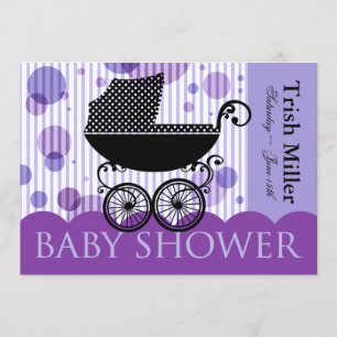 Elegant Retro Carriage Baby shower Party Kaart