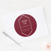 Elegant Retro Checkered Burgundy Wedding Ronde Sticker (Envelop)