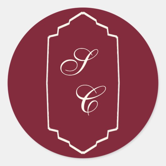 Elegant Retro Checkered Burgundy Wedding Ronde Sticker (Voorkant)