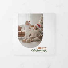 Elegant Retro Christmas Design Family Arch Photo Drieluik Kaart