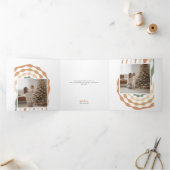 Elegant Retro Christmas Design Family Arch Photo Drieluik Kaart (Binnen)