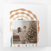Elegant Retro Christmas Design Family Arch Photo Drieluik Kaart (Binnenzijde eerst)
