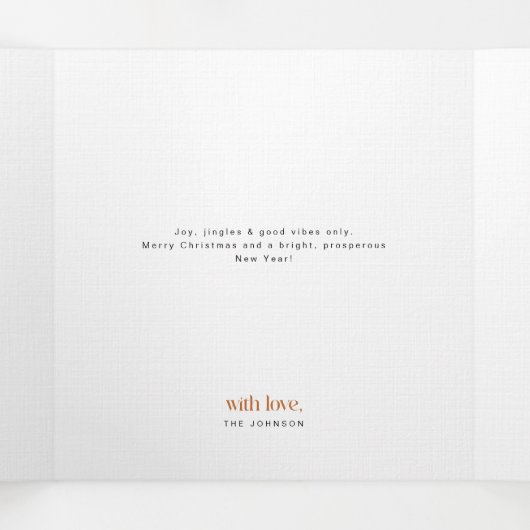 Elegant Retro Christmas Design Family Arch Photo Drieluik Kaart (Binnenkant midden)