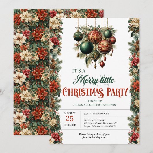 Elegant  retro classic bauble Christmas Kaart (Voorkant / Achterkant)