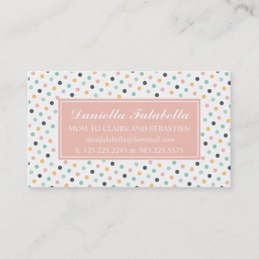 Elegant Retro Confetti Polka Dots Mam Calling Card Contactkaartje (Voorkant)