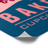 Elegant Retro Cute Cake Shop Pink Cupcake Bakkerij Poster (Hoek)