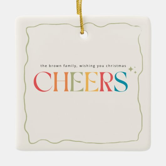 Elegant Retro Family Photo Portrait Christmas Keramisch Ornament (Voorkant)