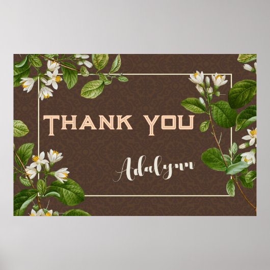 Elegant Retro Floral Aangepaste naam Tekst Gift Br Poster (Voorkant)