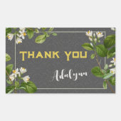 Elegant Retro Floral Aangepaste naam Tekst Grijs Rechthoekige Sticker (Voorkant)