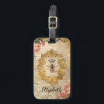 Elegant Retro  Floral Decoupage Bagagelabel<br><div class="desc">Een elegante  ephemera koningin bijenontwerp. Dit  retro ontkoppelen bagagelabel heeft een zachte  blik en maakt een groot gift. Ontworpen voor jou door Blackberry Boulevard.</div>