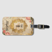 Elegant Retro  Floral Decoupage Bagagelabel (Voorkant (horizontaal))
