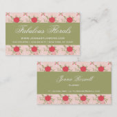 Elegant Retro Floral Rozen Visitekaartje (Voorkant / Achterkant)