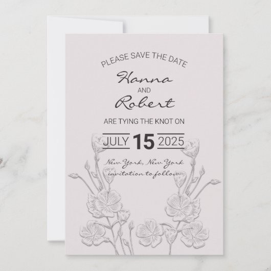 Elegant Retro Flower Save the Date Card (Voorkant)