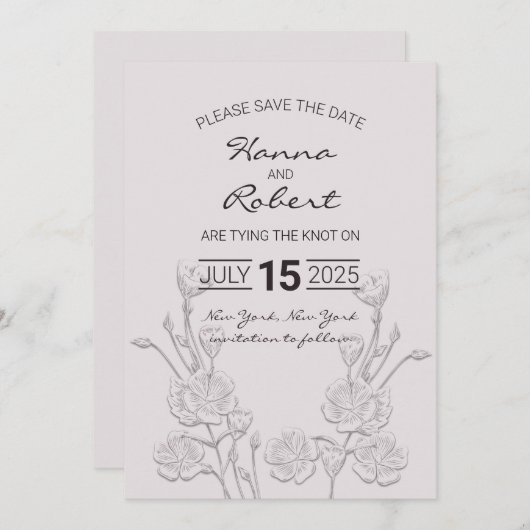 Elegant Retro Flower Save the Date Card (Voorkant / Achterkant)