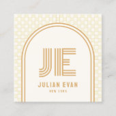 Elegant Retro Geel Monogram Visitekaartje (Voorkant)