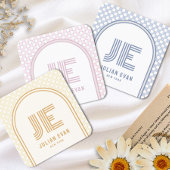 Elegant Retro Geel Monogram Visitekaartje