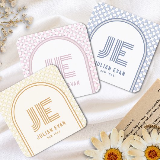 Elegant Retro Geel Monogram Visitekaartje