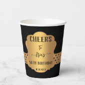 Elegant Retro Gold Black, feestelijke papieren kop Papieren Bekers (Achterkant)