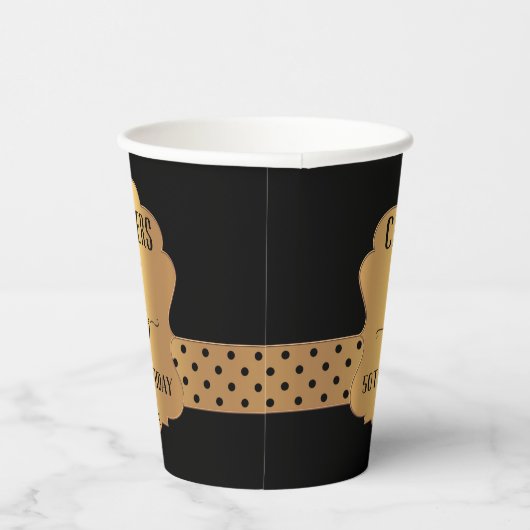 Elegant Retro Gold Black, feestelijke papieren kop Papieren Bekers (Rechts)