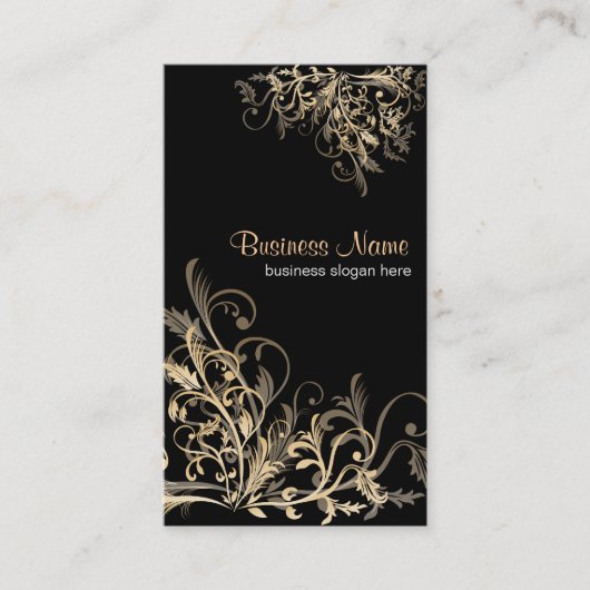 Elegant Retro Gold Flower Swirls 2 Visitekaartje (Voorkant)