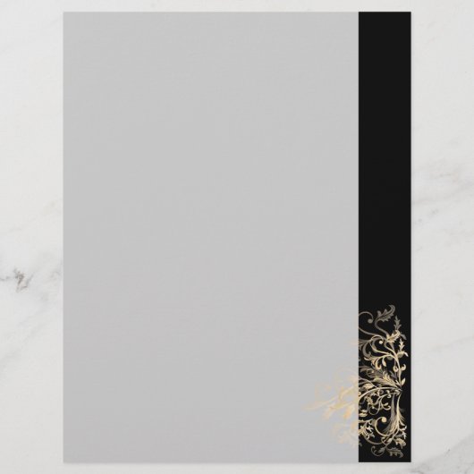 Elegant Retro Gold Flower Swirls Black Flyer (Achterkant)