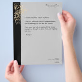 Elegant Retro Gold Flower Swirls Black Flyer (Hand)