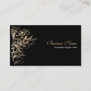 Elegant Retro Gold Flower Swirls Visitekaartje