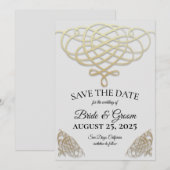 Elegant Retro Gold Swirl Sla de datumkaart op Kaart (Voorkant / Achterkant)