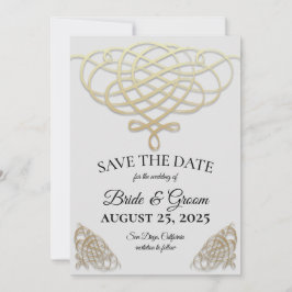 Elegant Retro Gold Swirl Sla de datumkaart op Kaart