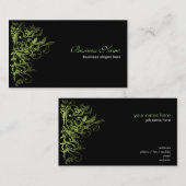 Elegant Retro Green Flower Swirls Visitekaartje (Voorkant / Achterkant)