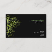 Elegant Retro Green Flower Swirls Visitekaartje (Achterkant)