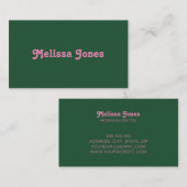 Elegant Retro Green Roze Professional Visitekaartje (Voorkant / Achterkant)