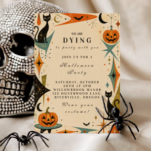 Elegant Retro Halloween Feest Kaart