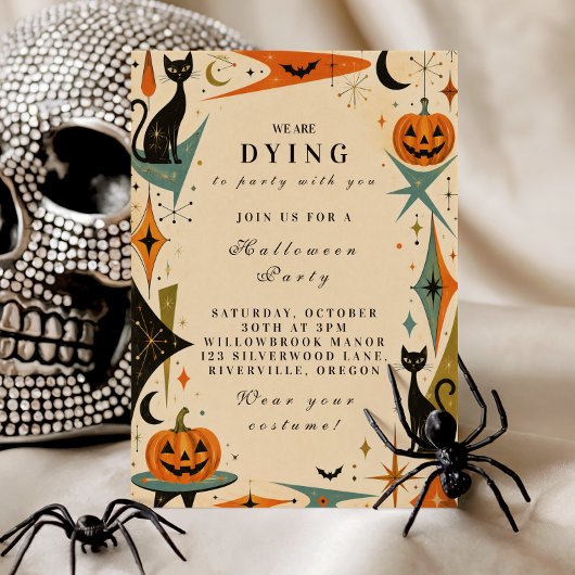 Elegant Retro Halloween Feest Kaart