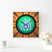 Elegant Retro Islamic Rustic Wall Clock Vierkante Klok (Huis)